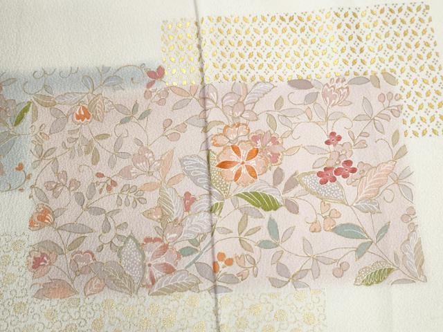 平和屋着物●訪問着 刺繍 短冊重ね花唐草文 金彩 正絹 逸品 CABI3147yc