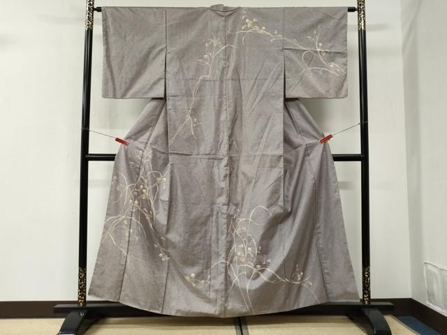 平和屋着物●訪問着 本場染大島紬 枝花文 正絹 逸品 CABI3149yc
