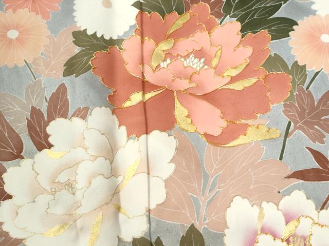平和屋着物●豪華振袖 駒刺繍 流水草花文 暈し染め 金彩 正絹 逸品 CABI3151yc