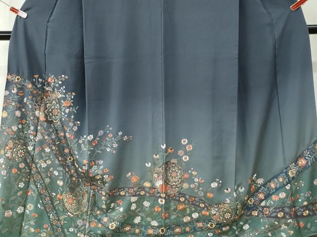 平和屋着物●中国三大刺繍 スワトウ刺繍 総刺繍 訪問着 鬘帯更紗草花文 暈し染め 金彩 ロング丈 正絹 逸品 CABI3154yc