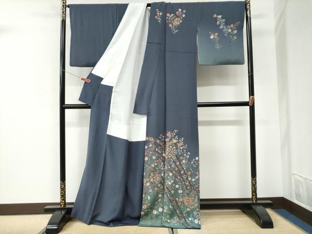 平和屋着物●中国三大刺繍 スワトウ刺繍 総刺繍 訪問着 鬘帯更紗草花文 暈し染め 金彩 ロング丈 正絹 逸品 CABI3154yc