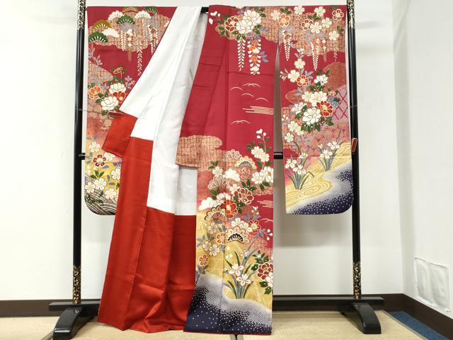 平和屋着物●豪華振袖 雲取り花松文 暈し染め 金彩 正絹 逸品 CABI3159yc