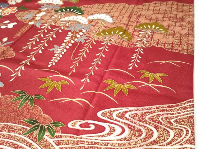 平和屋着物●豪華振袖 雲取り花松文 暈し染め 金彩 正絹 逸品 CABI3159yc