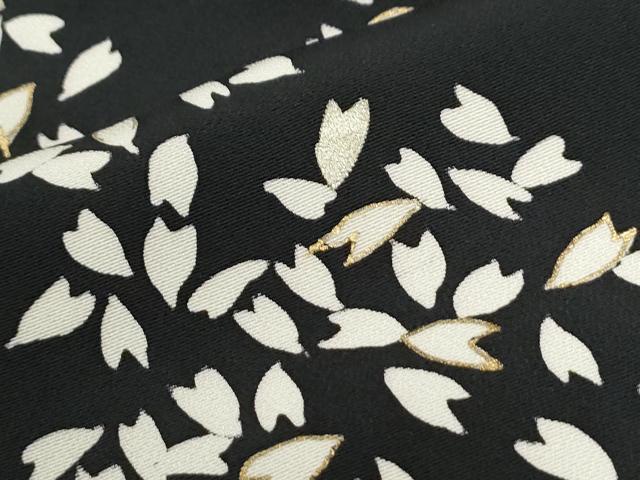 平和屋着物●訪問着 駒刺繍 舞花弁 暈し染め 黒地 金彩 正絹 逸品 CABI3162yc