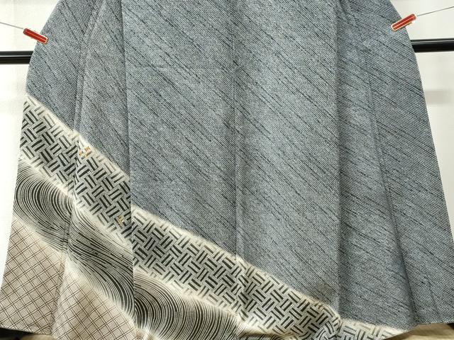 平和屋着物●訪問着 総絞り 刺繍 檜垣吉祥花文 暈し染め 黒地 金彩 正絹 逸品 未使用 CABI3163yc