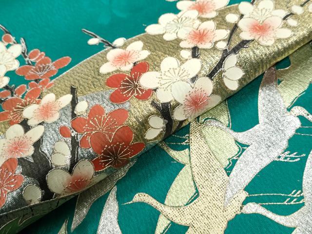 平和屋着物●豪華振袖 流水飛鶴地紙牡丹花文 金銀彩 正絹 逸品 CABI3177yc