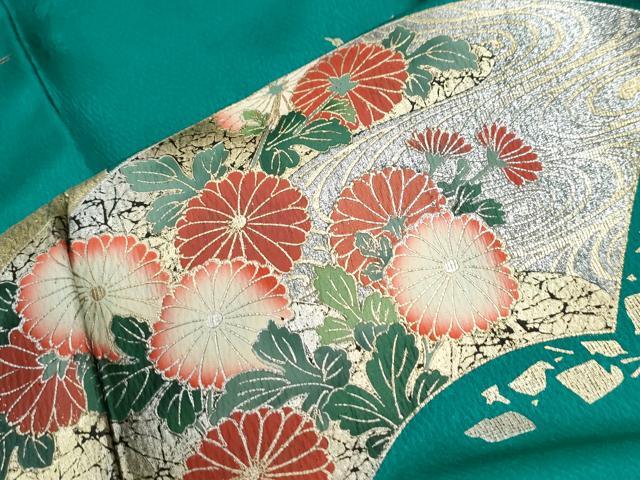 平和屋着物●豪華振袖 流水飛鶴地紙牡丹花文 金銀彩 正絹 逸品 CABI3177yc