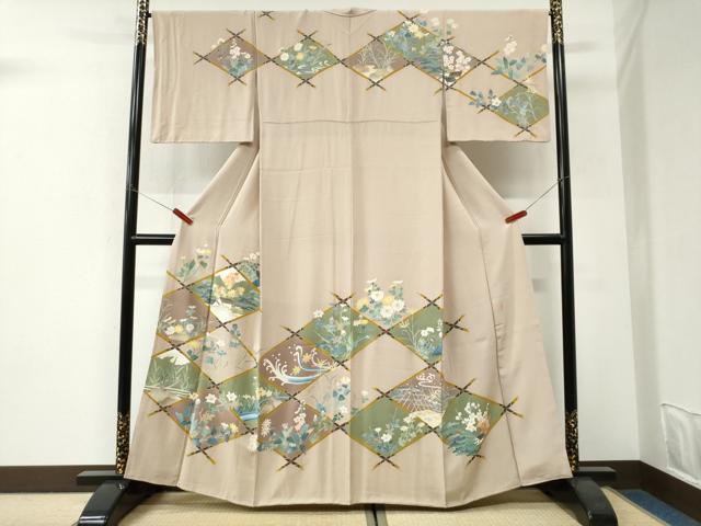 平和屋着物●本加賀友禅作家 吉田淳子 訪問着 竜田川風景花文 正絹 逸品 CABI3178yc