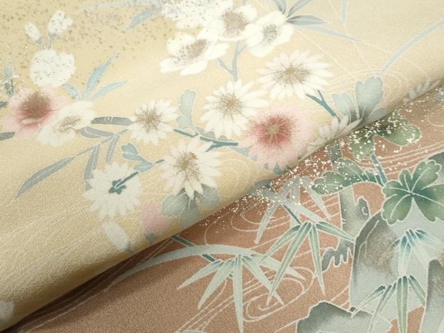 平和屋着物●訪問着 流水草花文 暈し染め 金彩 正絹 逸品 未使用 CABI3185yc
