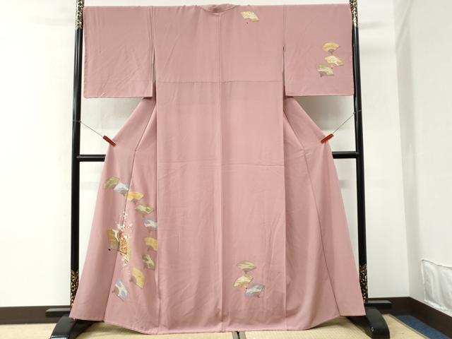 平和屋着物●訪問着 扇面吉祥枝梅文 金彩 正絹 逸品 未使用 CABI3188yc