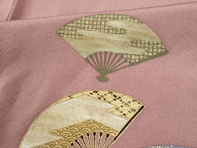 平和屋着物●訪問着 扇面吉祥枝梅文 金彩 正絹 逸品 未使用 CABI3188yc