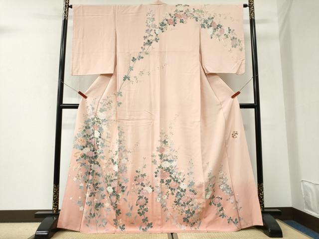 平和屋着物●高級染元 粋峰 林芳夫 京加賀友禅 訪問着 枝菊文 暈し染め ロング丈 正絹 逸品 CABI3193yc