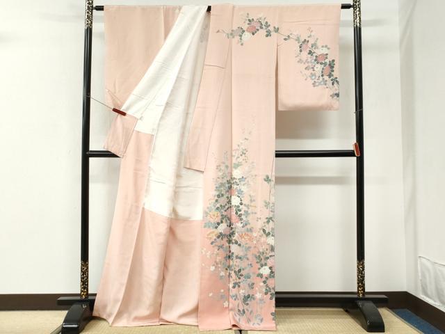 平和屋着物●高級染元 粋峰 林芳夫 京加賀友禅 訪問着 枝菊文 暈し染め ロング丈 正絹 逸品 CABI3193yc