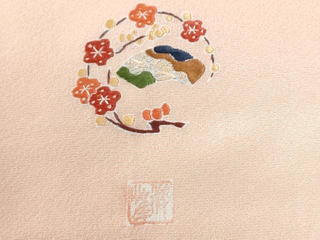 平和屋着物●高級染元 粋峰 林芳夫 京加賀友禅 訪問着 枝菊文 暈し染め ロング丈 正絹 逸品 CABI3193yc
