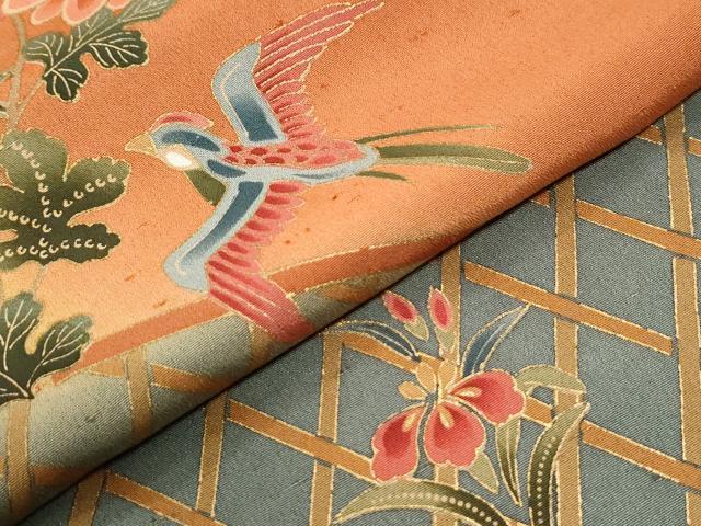 平和屋着物●訪問着 鳳凰籬草花文 暈し染め 金彩 正絹 逸品 CABI3194yc