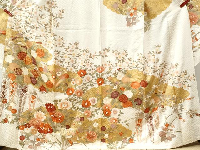 平和屋着物●豪華振袖 駒刺繍 雲取り牡丹菊花文 金彩 正絹 逸品 CABI3195yc