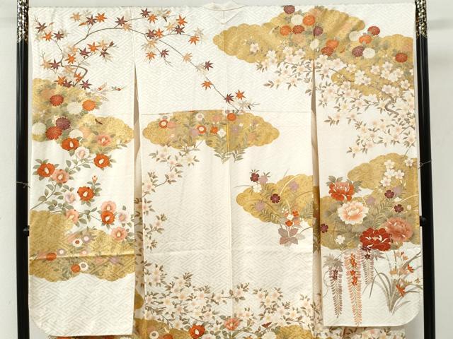 平和屋着物●豪華振袖 駒刺繍 雲取り牡丹菊花文 金彩 正絹 逸品 CABI3195yc