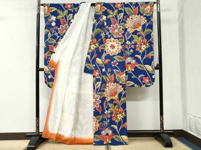 平和屋着物●豪華振袖 駒刺繍 更紗草花文 金彩 正絹 逸品 CABI3196yc