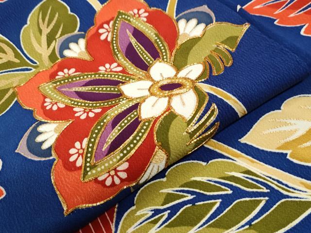 平和屋着物●豪華振袖 駒刺繍 更紗草花文 金彩 正絹 逸品 CABI3196yc