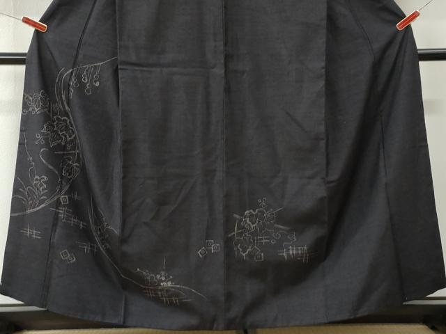 平和屋着物●訪問着 紬地 ろうけつ染 瓢箪蔦の葉花文 正絹 逸品 CABI3206yc