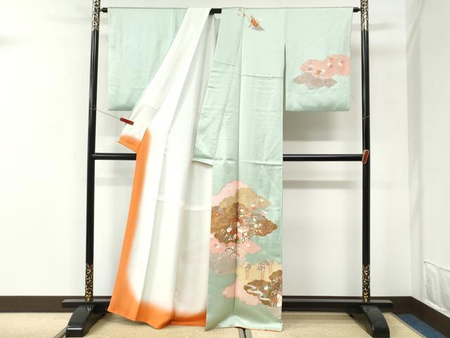 平和屋着物●訪問着 雲重ね御所車片輪車吉祥花文 金彩 正絹 逸品 CABI3208yc