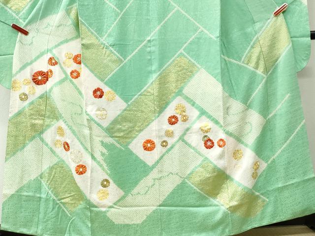 平和屋着物●豪華振袖 駒刺繍 絞り 檜垣吉祥花文 金彩 正絹 逸品 CABI3210yc