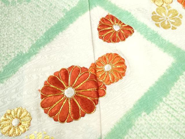 平和屋着物●豪華振袖 駒刺繍 絞り 檜垣吉祥花文 金彩 正絹 逸品 CABI3210yc
