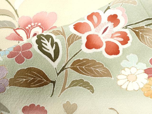 平和屋着物●訪問着 駒刺繍 花唐草文 暈し染め 金彩 正絹 逸品 CABI3214yc