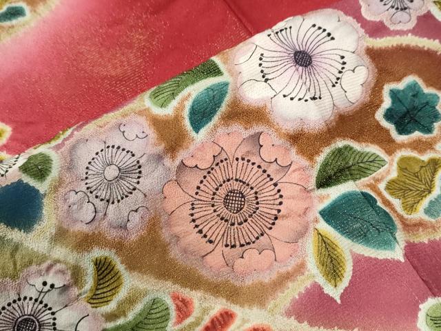 平和屋着物●豪華振袖 辻が花 暈し染め 金通し地 正絹 逸品 CABI3216yc