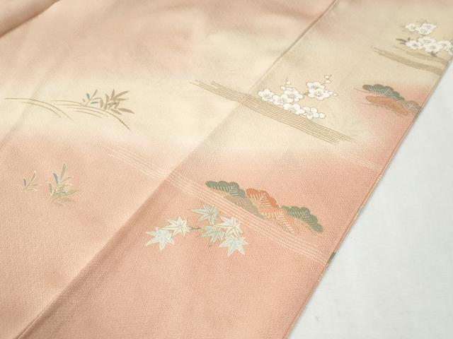 平和屋着物●訪問着 駒刺繍 浜松舟籬草花文 暈し染め 金彩 ロング丈 正絹 逸品 CABI3218yc