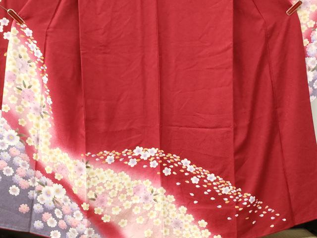 平和屋着物●豪華振袖 舞桜文 暈し染め 金彩 京都きもの友禅扱い 正絹 逸品 CABI3221yc