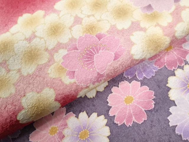 平和屋着物●豪華振袖 舞桜文 暈し染め 金彩 京都きもの友禅扱い 正絹 逸品 CABI3221yc