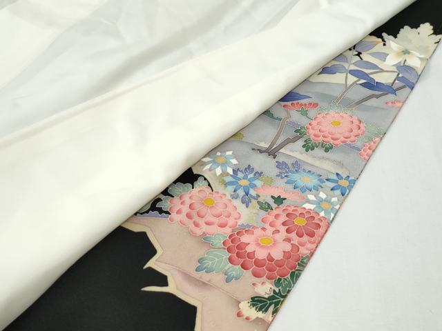 平和屋着物●本加賀友禅作家 浅野冨治男 黒留袖 水辺草花文 正絹 逸品 CABI3223yc