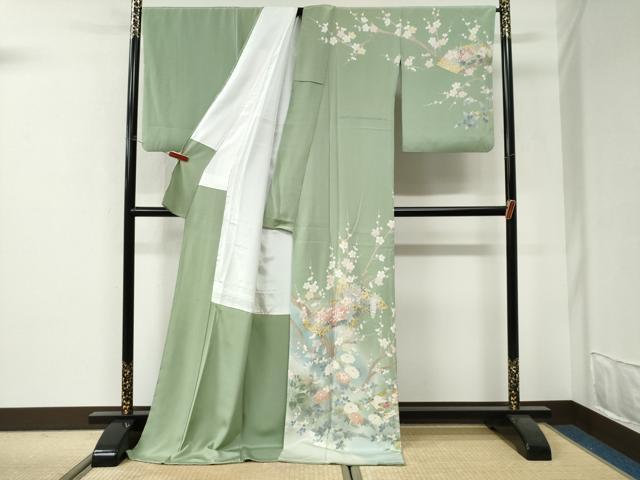 平和屋着物●高級染元 粋峰 林芳夫 京加賀友禅 訪問着 地紙牡丹花文 暈し染め 金彩 ロング丈 正絹 逸品 CABI3233yc