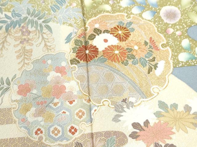 平和屋着物●訪問着 駒刺繍 雪輪エ霞吉祥花文 暈し染め 金彩 正絹 逸品 CABI3235yc