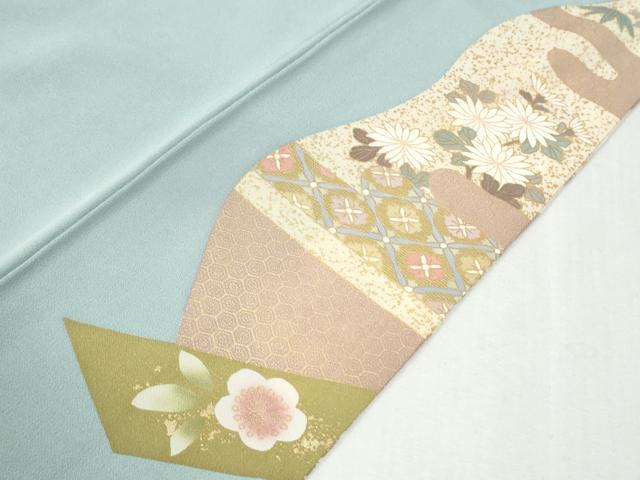平和屋着物●訪問着 駒刺繍 雪輪エ霞吉祥花文 暈し染め 金彩 正絹 逸品 CABI3235yc