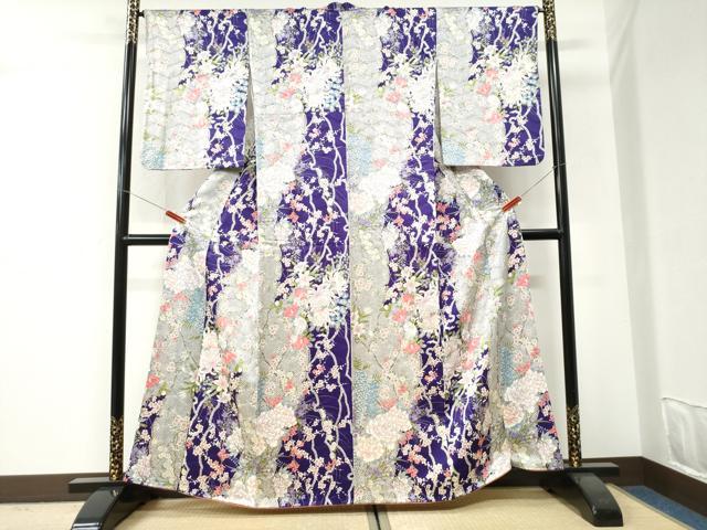 平和屋着物●上質な小紋 牡丹菊花文 金彩 正絹 逸品 CABI3238yc