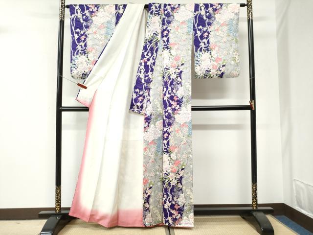 平和屋着物●上質な小紋 牡丹菊花文 金彩 正絹 逸品 CABI3238yc