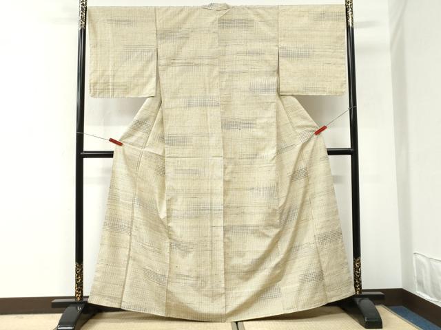 平和屋着物●上質な紬 格子 正絹 逸品 未使用 CABI3242yc
