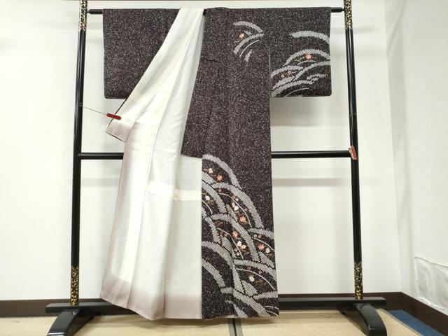 平和屋着物●訪問着 絞り 刺繍 吹き寄せ花文 たたき染め 正絹 逸品 未使用 CABI3245yc