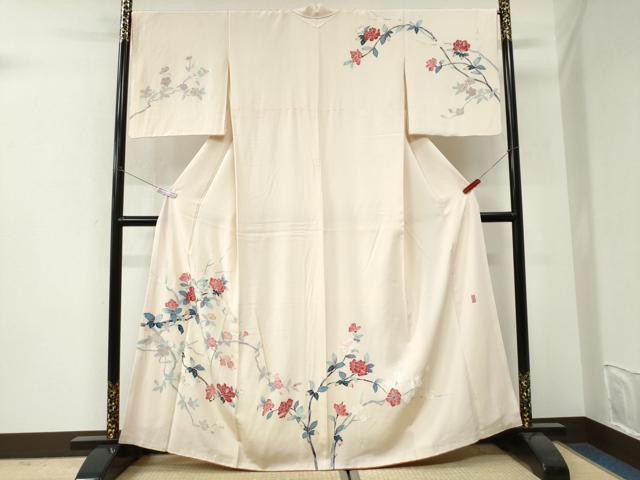 平和屋着物●訪問着 友禅 作家物 休み鳥枝花文 正絹 逸品 CABI3258yc