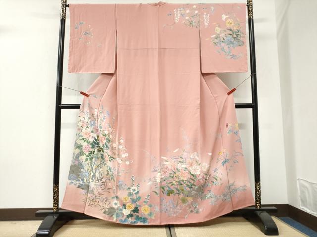 平和屋着物●訪問着 友禅 作家物 草花文 暈し染め 正絹 逸品 CABI3259yc
