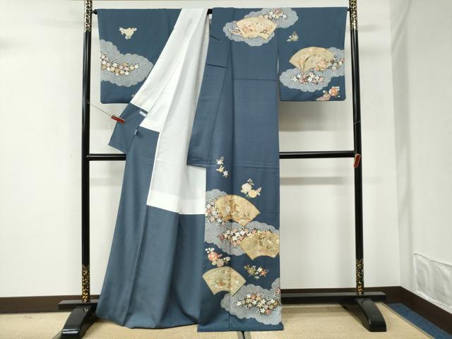 平和屋着物●訪問着 駒刺繍 雲取り地紙鴛鴦花唐草文 金彩 正絹 逸品 CABI3268yc