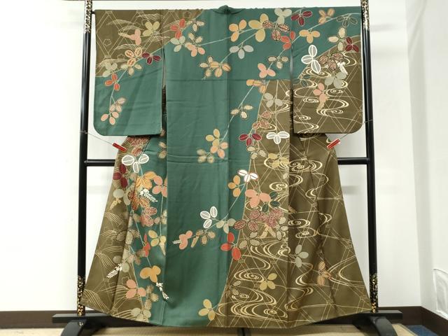 平和屋着物●訪問着 駒刺繍 萩花文 金彩 正絹 逸品 CABI3276yc