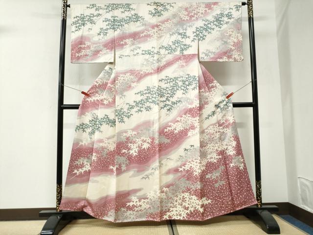 平和屋着物●訪問着 霞枝葉文 暈し染め 正絹 逸品 CABI3281yc