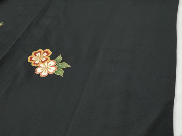 平和屋着物●豪華振袖 毬牡丹花文 黒地 金彩 正絹 逸品 CABI3284yc