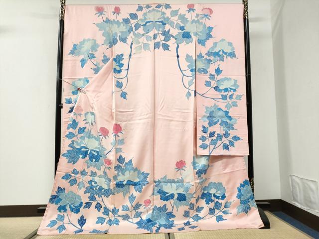 平和屋着物●豪華振袖 枝牡丹 仮絵羽 正絹 逸品 未使用 CABI3291yc