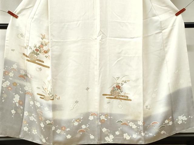 平和屋着物●訪問着 駒刺繍 エ霞花籠文 暈し染め 金彩 正絹 逸品 CABI3299yc