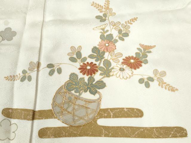 平和屋着物●訪問着 駒刺繍 エ霞花籠文 暈し染め 金彩 正絹 逸品 CABI3299yc