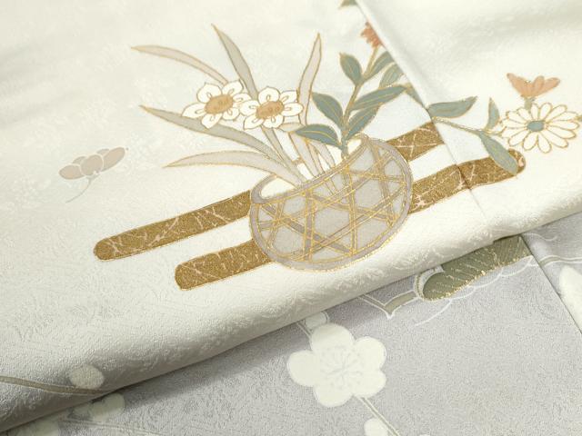 平和屋着物●訪問着 駒刺繍 エ霞花籠文 暈し染め 金彩 正絹 逸品 CABI3299yc